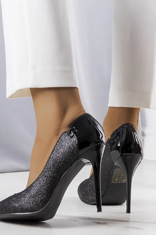 Escarpins Naina à paillettes noires Escarpins Naina à paillettes noires