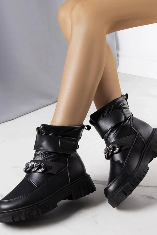 Bottes d'hiver noires avec chaîne, «...