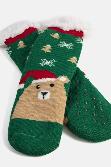 Chaussettes chaudes vertes avec Teddy Bear Challi 2