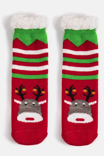 Chaussettes chaudes rouges avec renne Challi