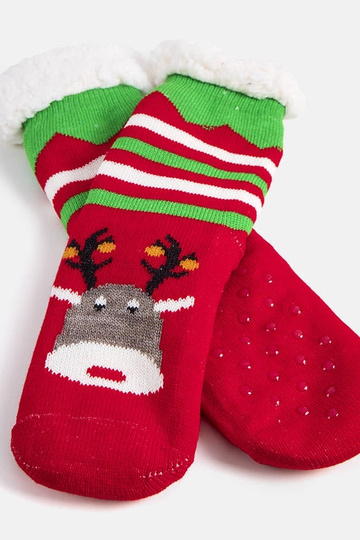 Chaussettes chaudes rouges avec renne Challi 2