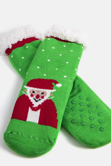 Chaussettes d'hiver vertes avec le Père Noël, « Challi » 2