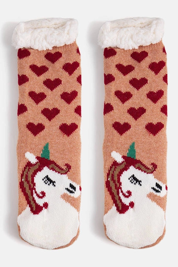 Chaussettes beiges avec peau de mouton Lotis