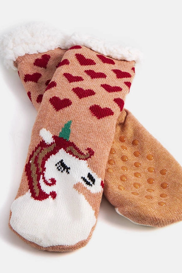 Chaussettes beiges avec peau de mouton Lotis 2