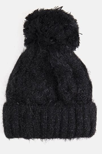 Bonnet à pompon noir Karloti