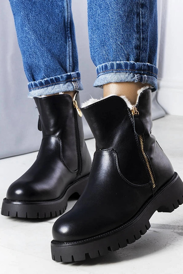 Bottines noires isolées avec fourrure Teris 2