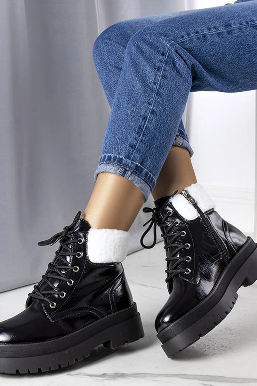 Bottes d'hiver noires avec fourrure,...
