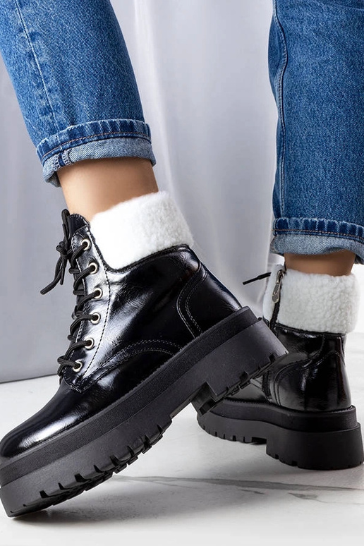 Bottes d'hiver noires avec fourrure,...