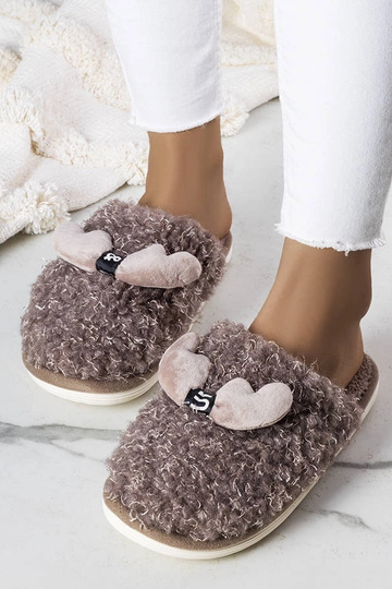 Chaussons marron avec fourrure Rosny