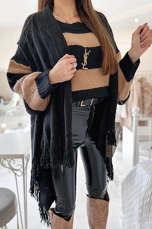 Châle à franges noires June