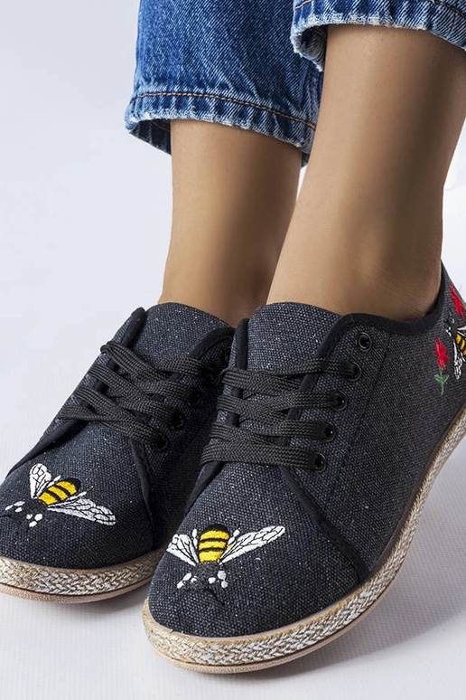 Espadrilles noires pailletées Malia