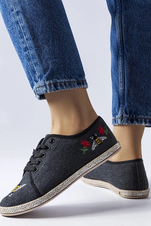 Espadrilles noires pailletées Malia