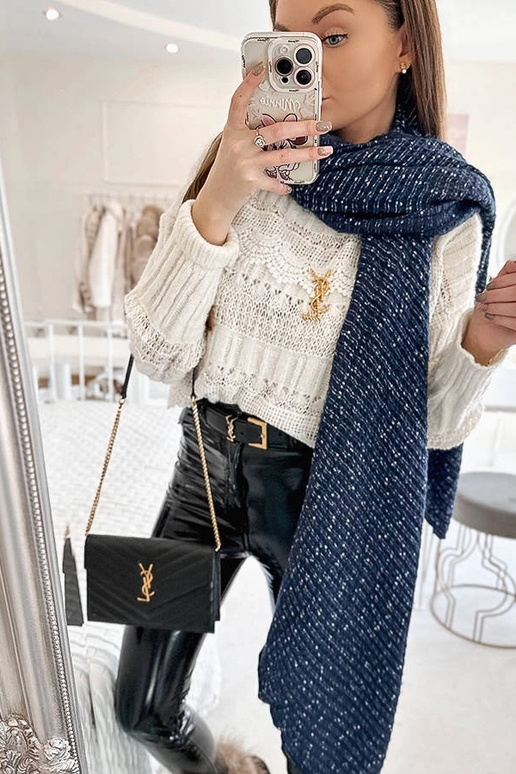 Foulard Khalil bleu marine à pois