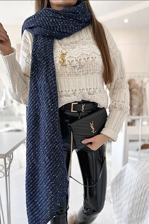 Foulard Khalil bleu marine à pois