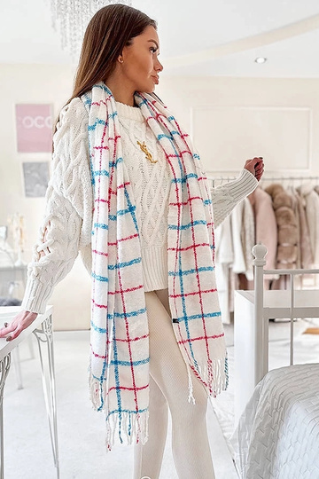 Écharpe à carreaux blanche...