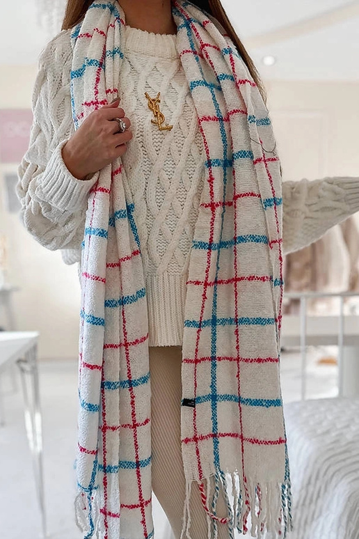 Écharpe à carreaux blanche Rachael Écharpe à carreaux blanche Rachael