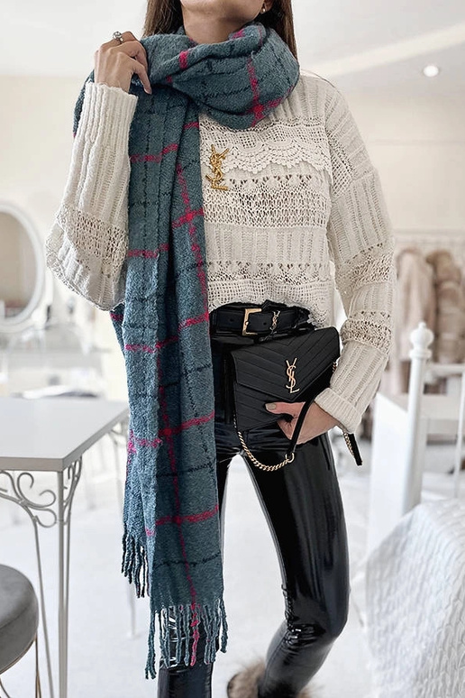 Écharpe à carreaux bleus Rachael Écharpe à carreaux bleus Rachael