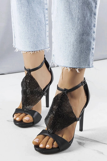 Sandales à talons hauts élégantes noires Caleb