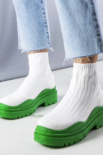 Bottines blanches avec plateforme verte, « Cali »