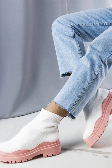 Bottines blanches avec plateforme rose, « Cali » 2