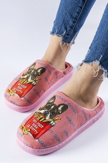 Chaussons French Fries souples rose foncé