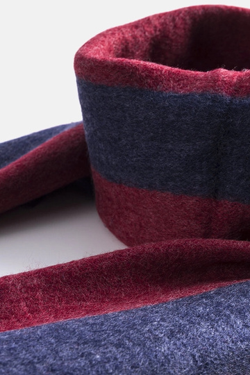 Écharpe bleu marine et rouge à franges Lana 2