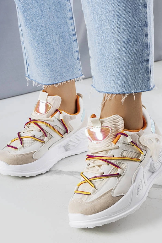 Baskets Traci beiges en matières mixtes Baskets Traci beiges en matières mixtes