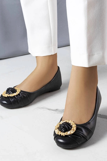 Ballerines noires à décor doré Antoinette