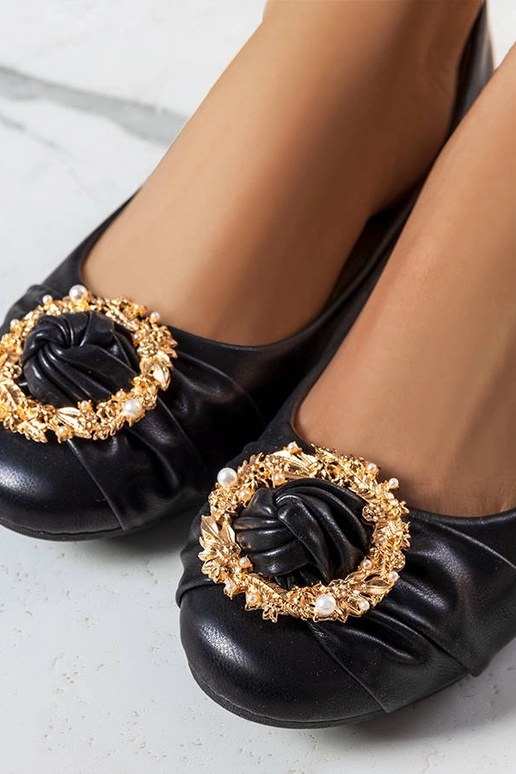 Ballerines noires à décor doré...