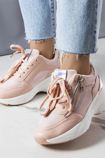Baskets compensées roses de Stacey 2
