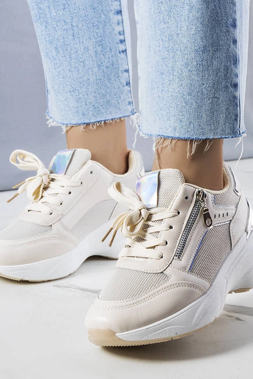 Baskets compensées beiges Stacey