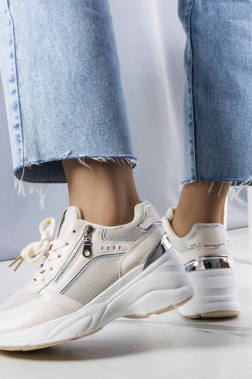 Baskets compensées beiges Stacey