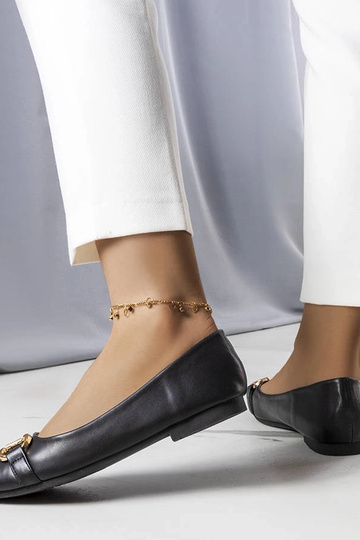 Ballerines noires avec décoration Iris dorée