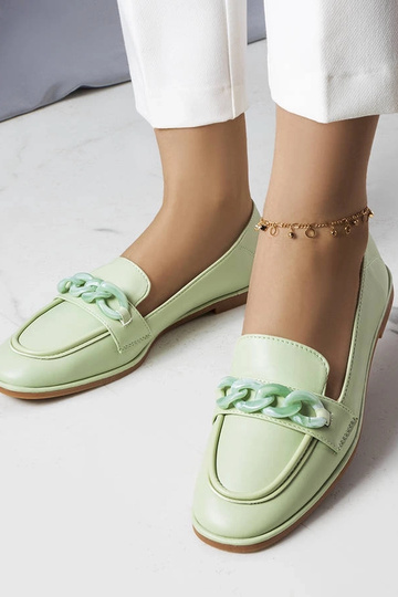 Mocassins Bobbie verts à chaîne
