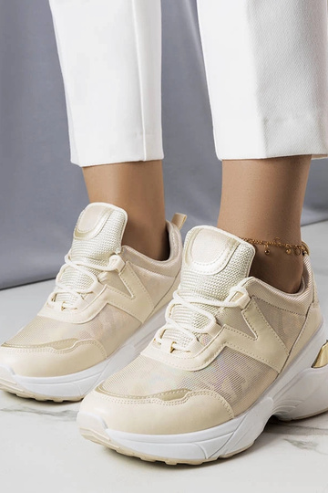Baskets beiges avec empiècements métalliques Ruais