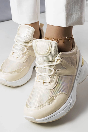Baskets beiges avec empiècements métalliques Ruais 2