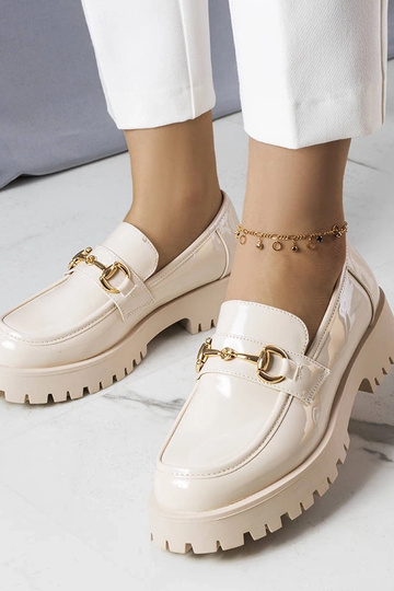 Chaussures Simard en cuir verni beige