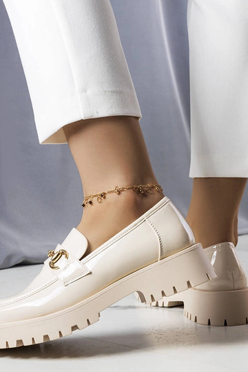 Chaussures Simard en cuir verni beige 2