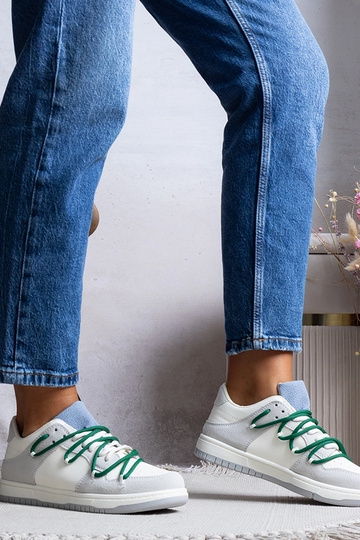 Baskets grises pour femmes avec lacets verts Arcobaleno