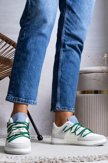 Baskets grises pour femmes avec lacets verts Arcobaleno 2