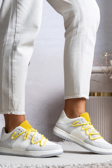 Baskets grises pour femmes avec lacets jaunes Arcobaleno