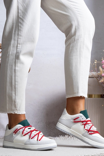 Baskets grises pour femmes avec lacets rouges Arcobaleno