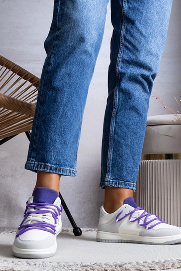 Baskets grises baskets femme lacets violets Arcobaleno 2