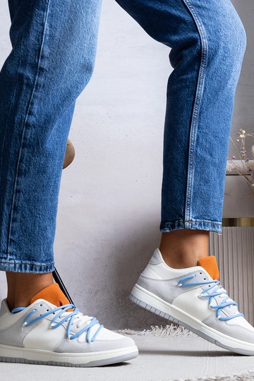 Baskets grises pour femmes lacets bleus Arcobaleno