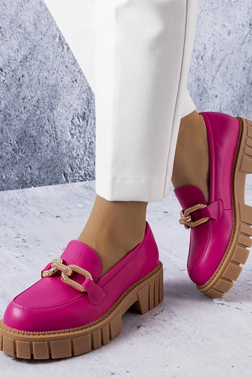 Mocassins rose avec décoration dorée, « Adriney »