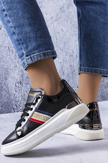 Chaussures noires avec empiècements en cuir verni Annot 2