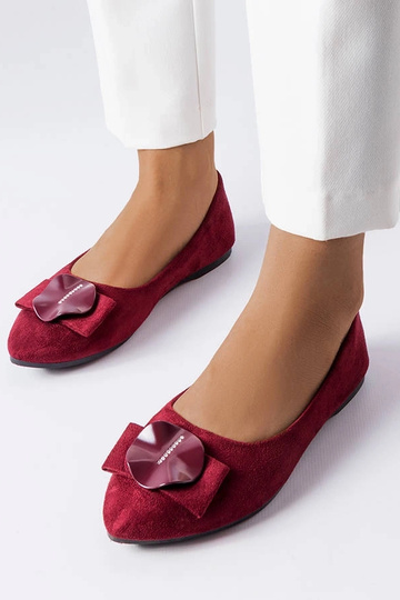 Ballerines bordeaux ornées de zircons Rémy