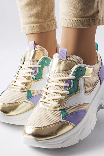 Baskets blanches et dorées pour femme Séguin 2