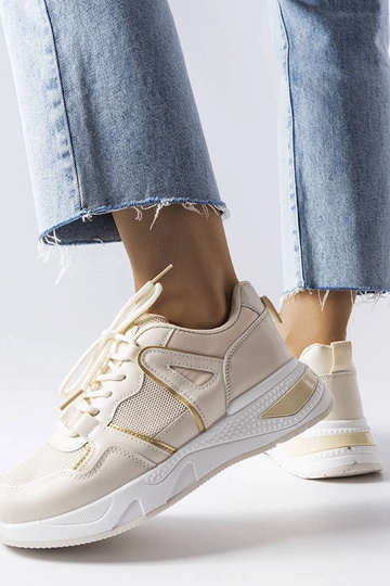 Baskets beiges en matières... 2