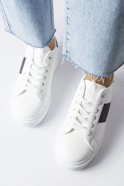 Baskets blanches à bride noire Aurélie